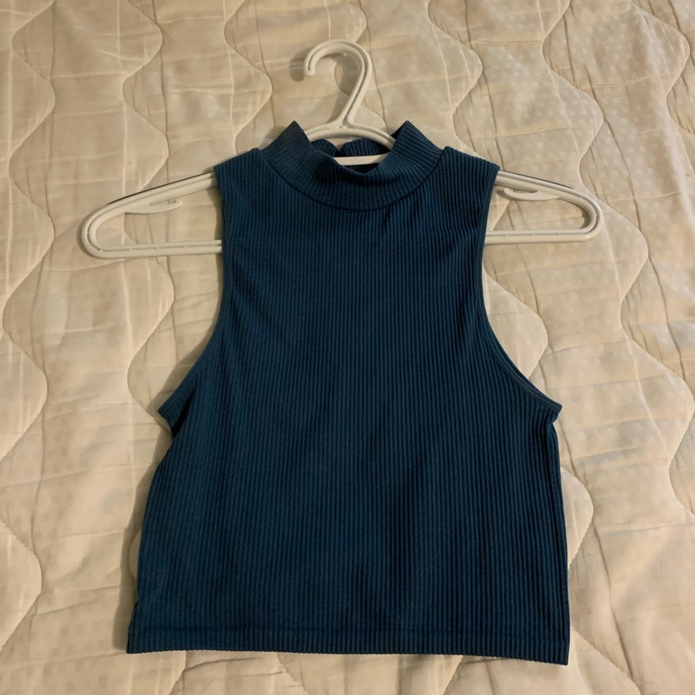 Blue Zara halter cropped tank